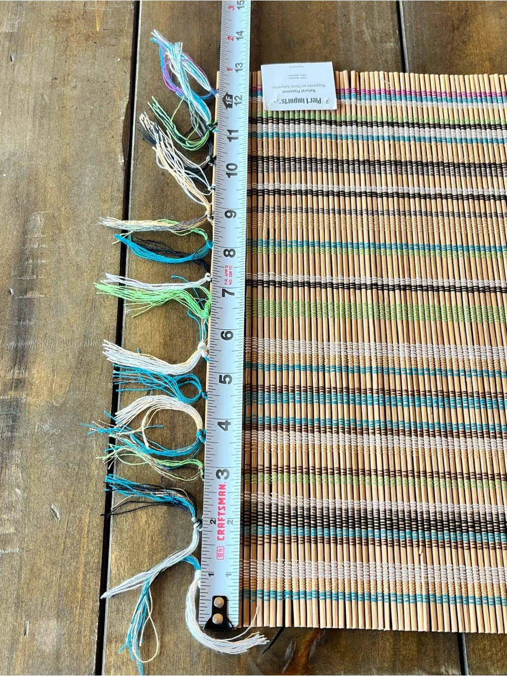 Pier 1 Set of 4 Multicolor Woven Bamboo Placemats with Fringe NWT